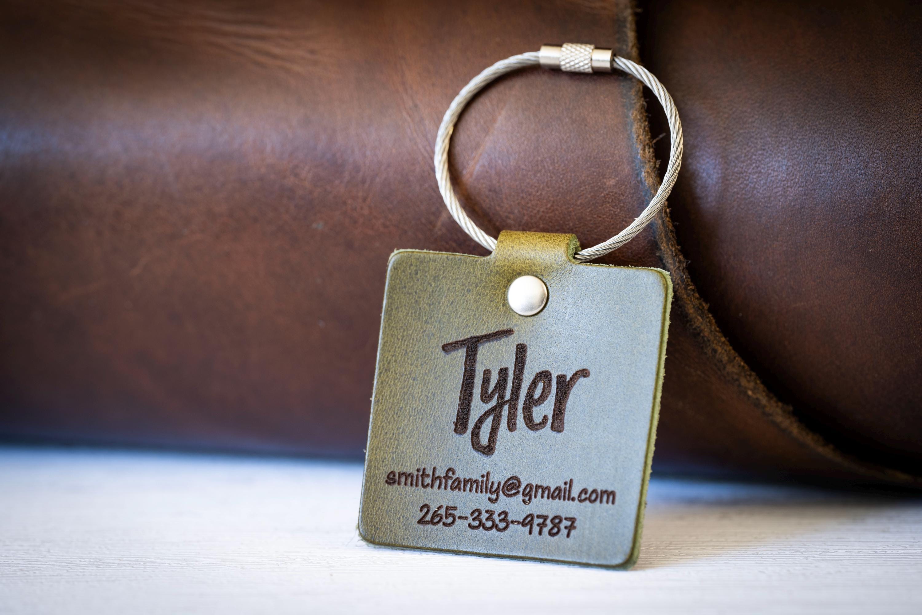 Personalized Leather Backpack Tag: Custom Engraved Kids Bag ID – Maple Leathercraft
