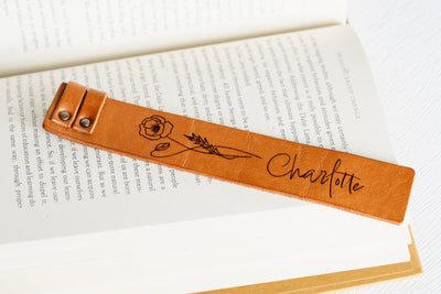 Leather Bookmark | Personalized Leather Bookmark | Handmade Rivet + Leather | Boho Style | Custom Engraved Book mark | Bookworm Gift
