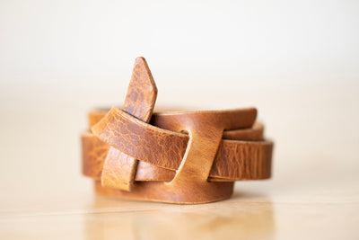 Handmade Leather Bracelet Cuff | The Hitch Wrap | Rustic Walnut | Knot Bracelet Boho Style | Gift for her | Mens Bracelet