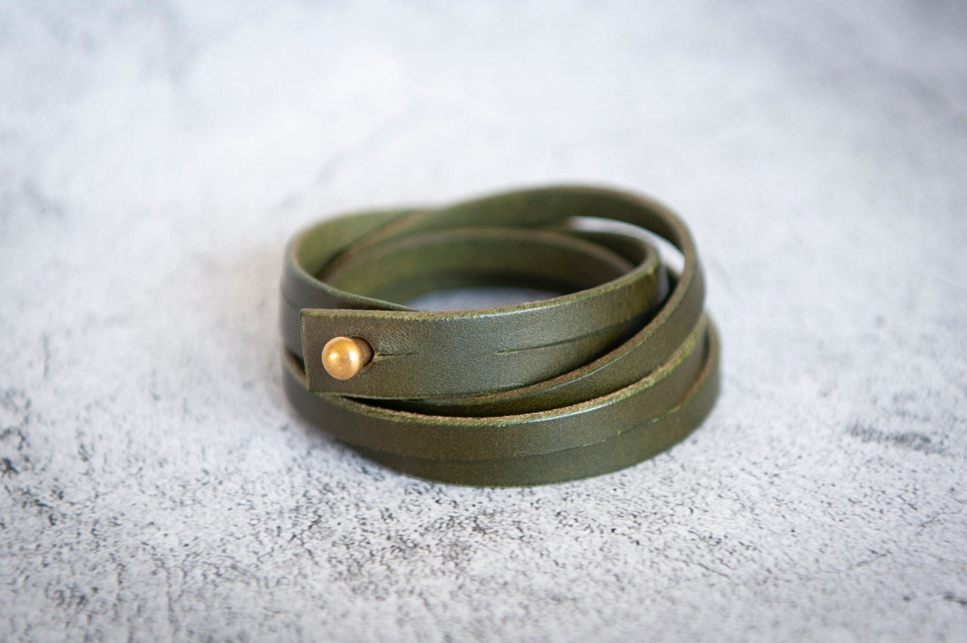 Wrap Braclet, Olive Green Italian Leather Bracelet For Women, Handmade, Custom, Gifts for her, Adjustable Option