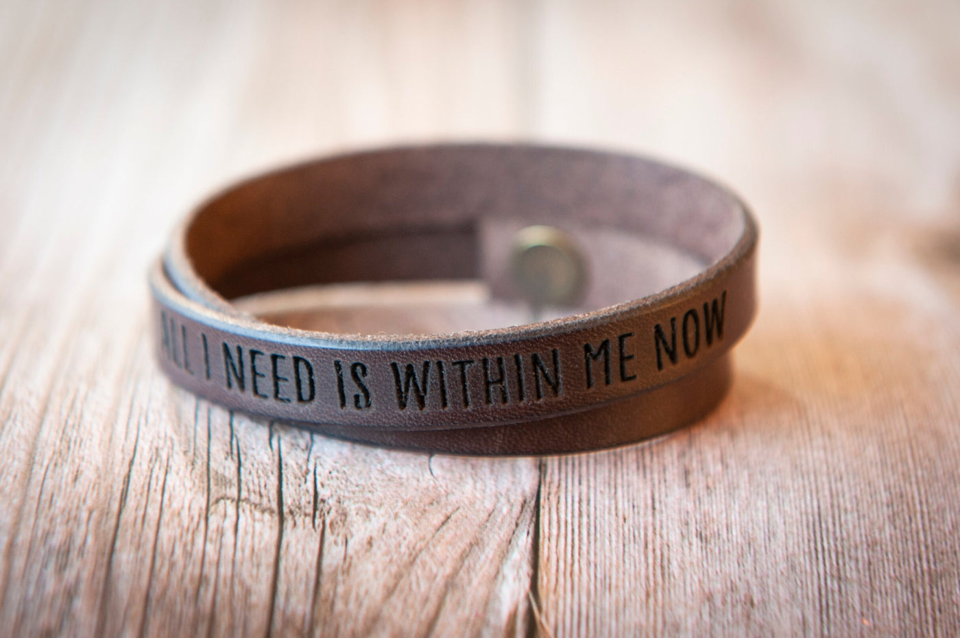 Leather Bracelet Double Wrap - Gift For Her - Valentines Day Gift Personalize Custom Engraving Color