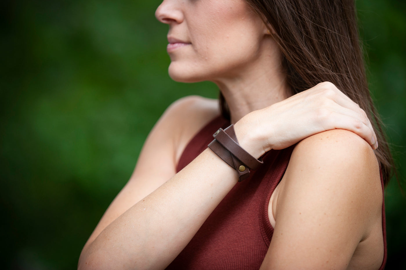 Leather Wrap Bracelet Handmade Jewelry - Black Leather + Silver Rivets