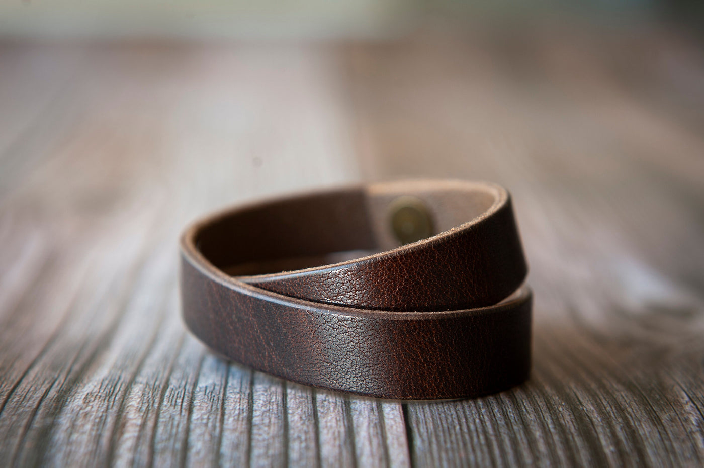 Leather Wrap Bracelet, Engrave Custom Words , USA Brown Leather