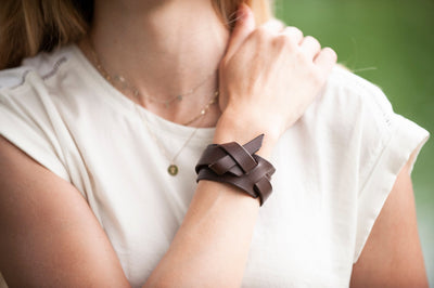 Leather Hitch Bracelet Rustic Brown Wrap Cuff Handmade