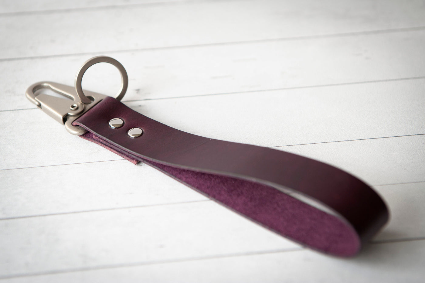 Eggplant Purple Wristlet | Boho Personalized Leather Key, Custom Keychains Key Fob Keyring, Gift for Her, Purse Clip Clutch