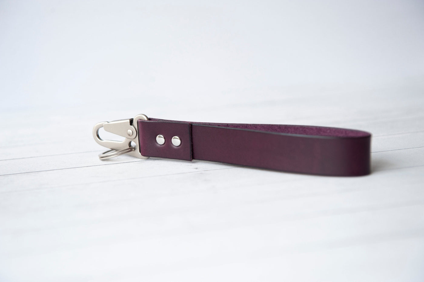 Eggplant Purple Wristlet | Boho Personalized Leather Key, Custom Keychains Key Fob Keyring, Gift for Her, Purse Clip Clutch