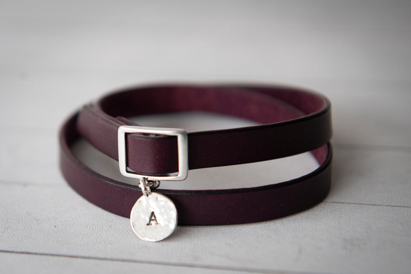 Handmade Leather + Sterling Silver Monogram Engraved Leather Bracelet | Perfect Gift for Women | Mens Bracelet | Couples Affirmations