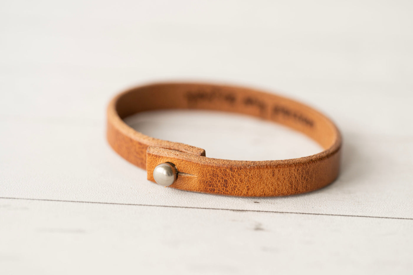 Thin Leather Bracelet - Valentines Day Gift - Secret Message - Hidden Words - You're my person - Gift for her - Bracelet for him