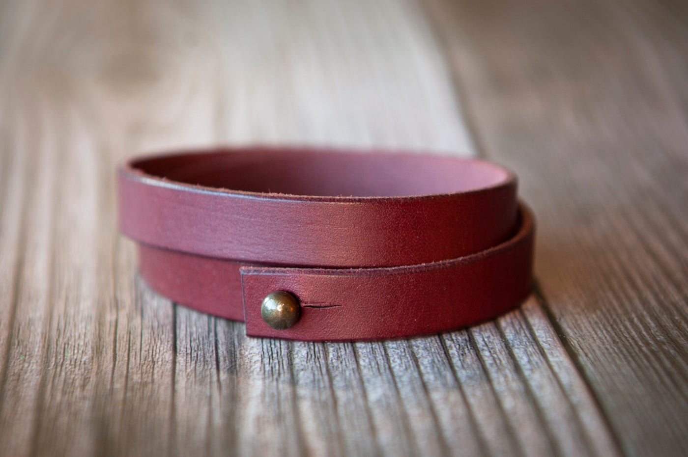 Leather Bracelet Double Wrap - Gift For Her - Valentines Day Gift Personalize Custom Engraving Color