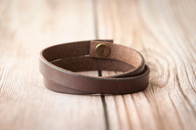 Leather Bracelet Double Wrap - Gift For Her - Valentines Day Gift Personalize Custom Engraving Color