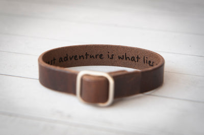 Leather Bracelet Personalized - Secret Message Engraved - For Women Men Gift