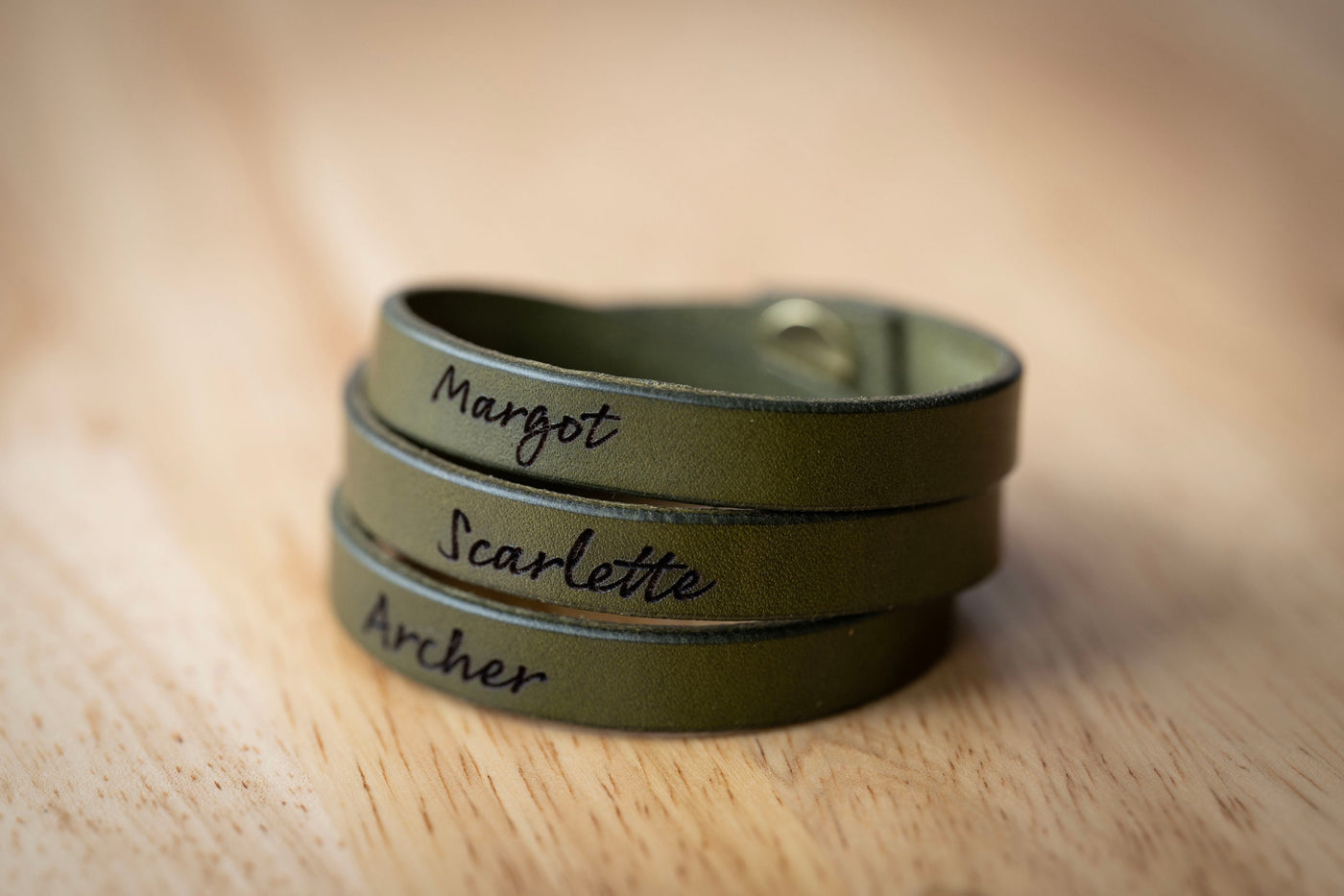 Skinny Leather Bracelet Wrap For Her - Mothers Day Gif - Mother's Bracelet - Children Names - Gift For Mom - Moms Present - Kid names