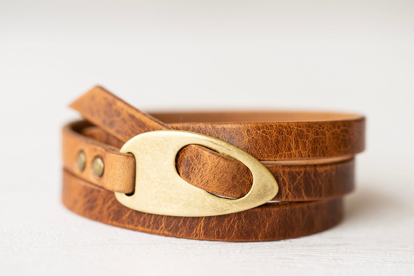 Leather Bracelet Engraved Wrap | Rustic Walnut + Antique Brass | Women Bracelet, Mens Bracelet, Handmade Gift, Customize Gift For Her