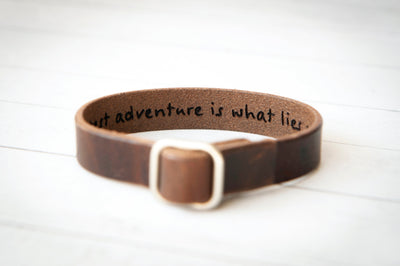 Personalized Gift - Leather Bracelet Handmade - Brown Leather Engraved