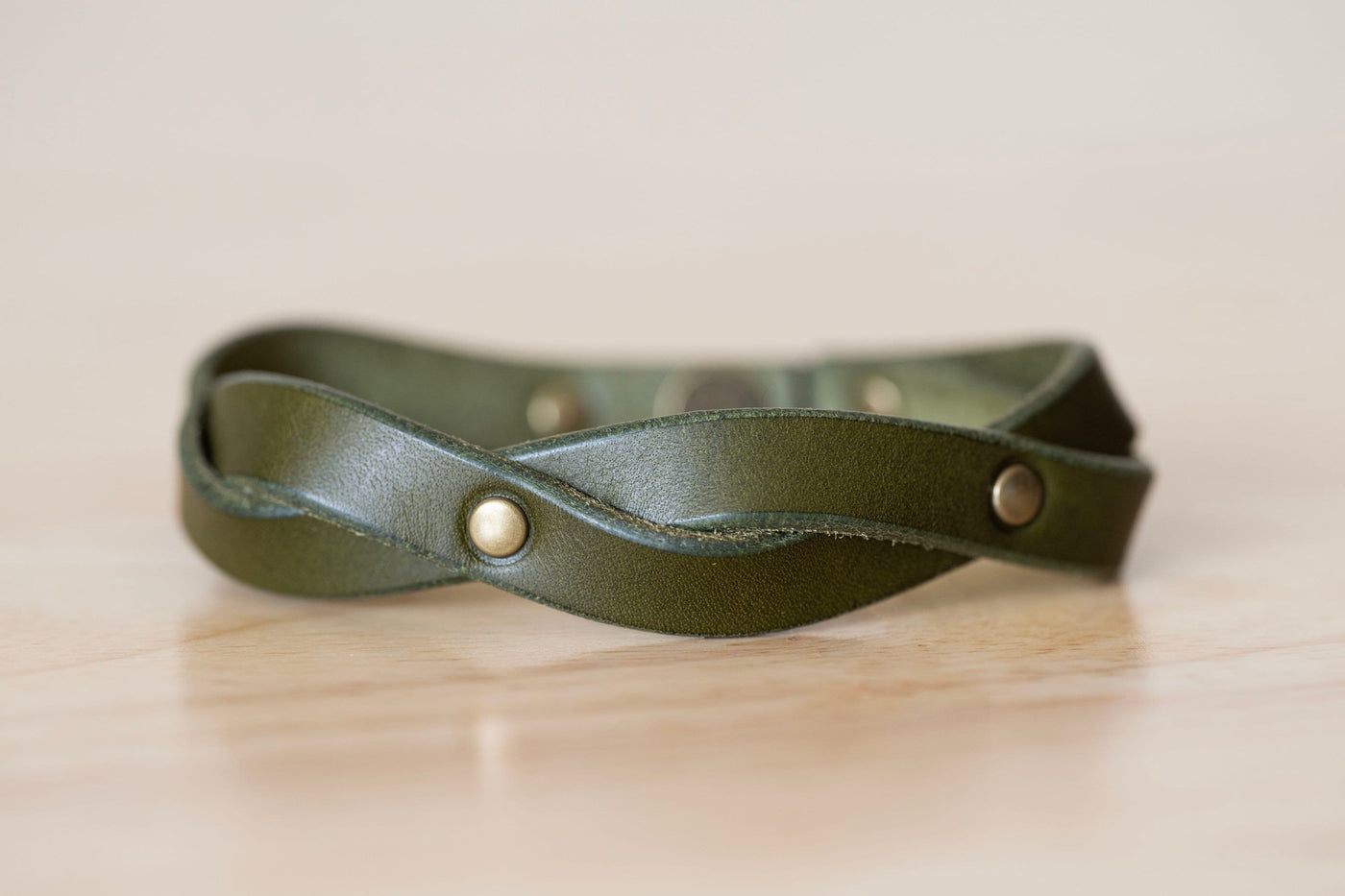 Leather Wrap Bracelet | Handmade Boho Style | The Twisted Rivet | Olive Green + Antique Brass | Gift for Her | Handcrafted Leather Bracelet