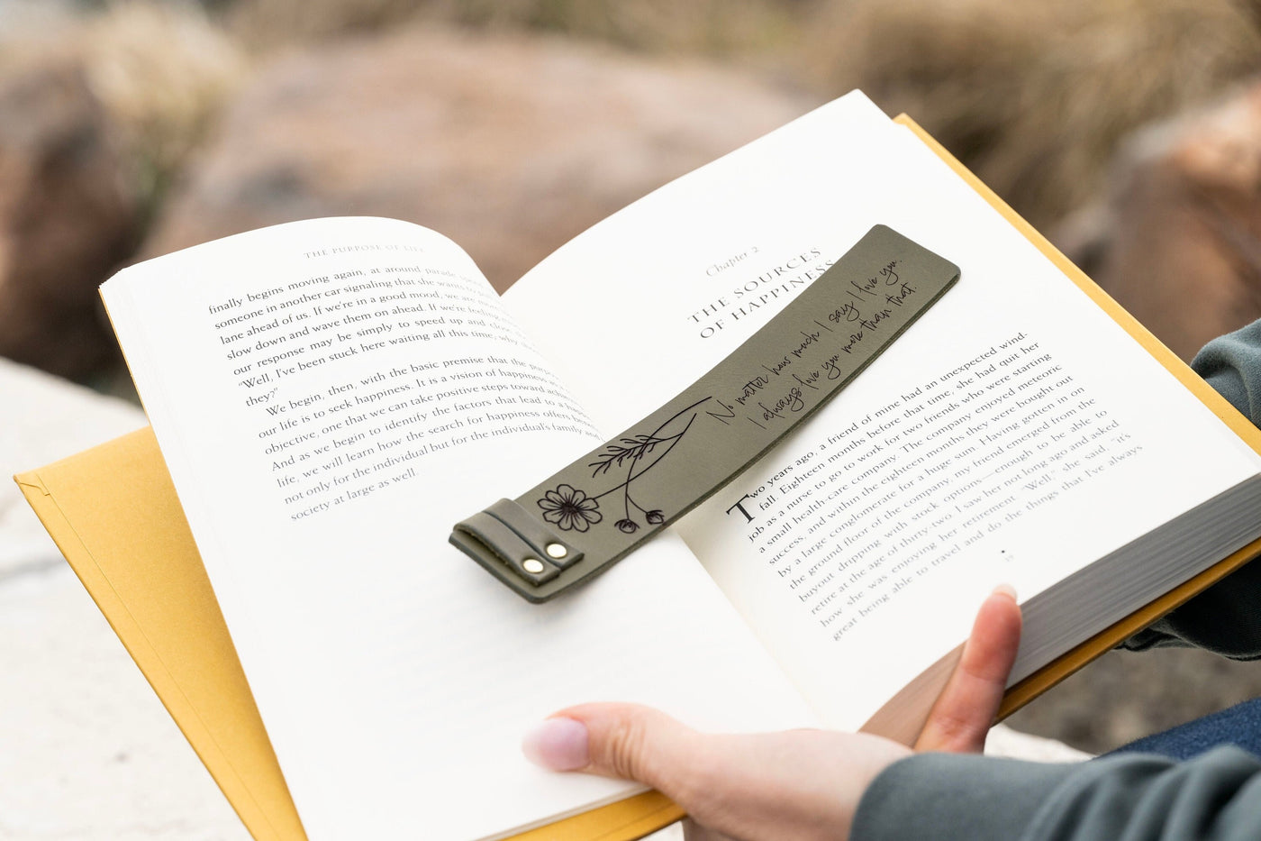 Leather Bookmark Flower Engraving | Personalized Gift Book Lover | Custom Quote Engraving | Perfect Gift