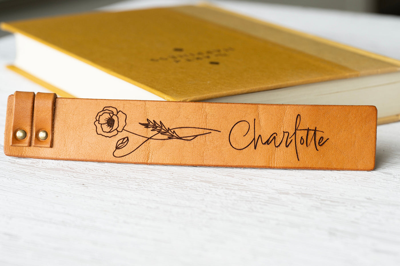 Leather Bookmark Flower Engraving | Personalized Gift Book Lover | Custom Quote Engraving | Perfect Gift