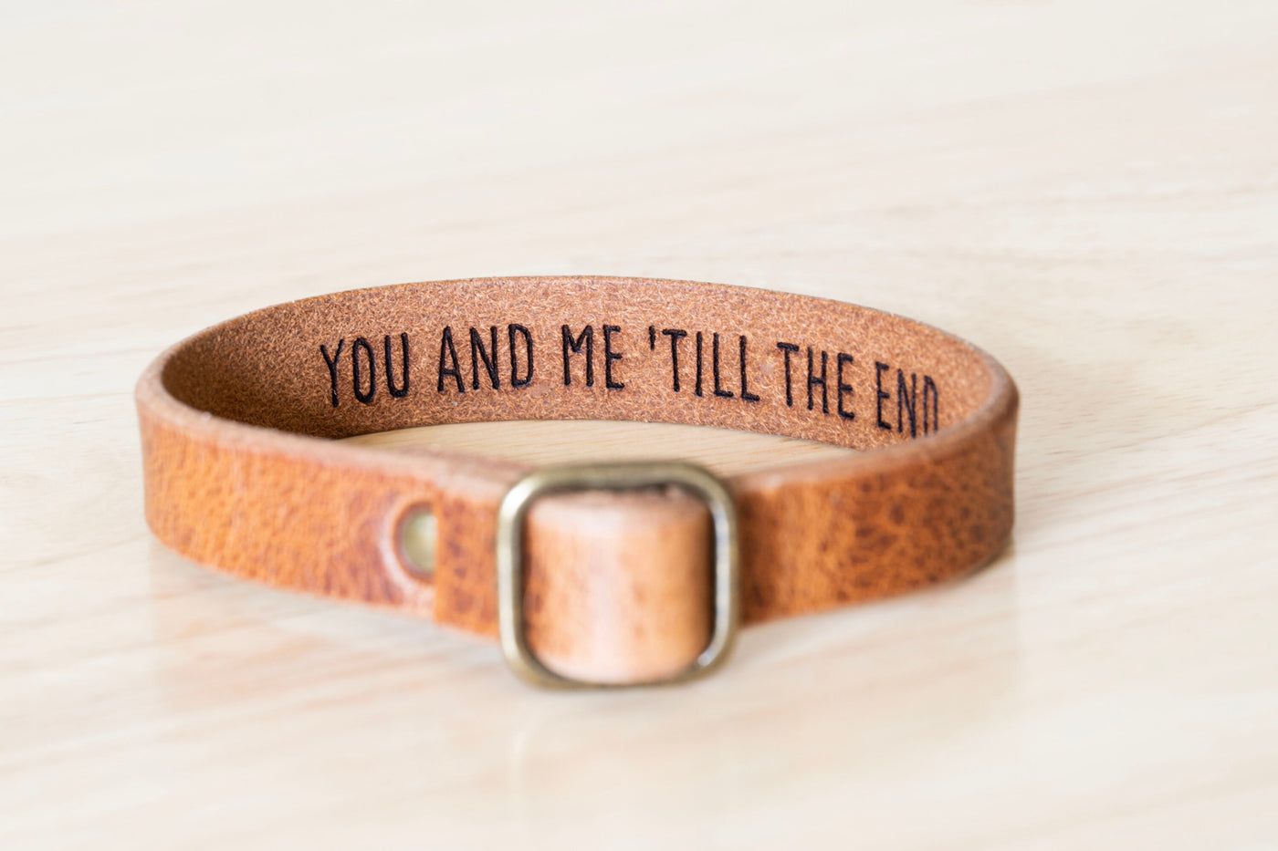 Leather Bracelet - One Day At A Time - Personalized Gift - Affirmations - Positive Vibes