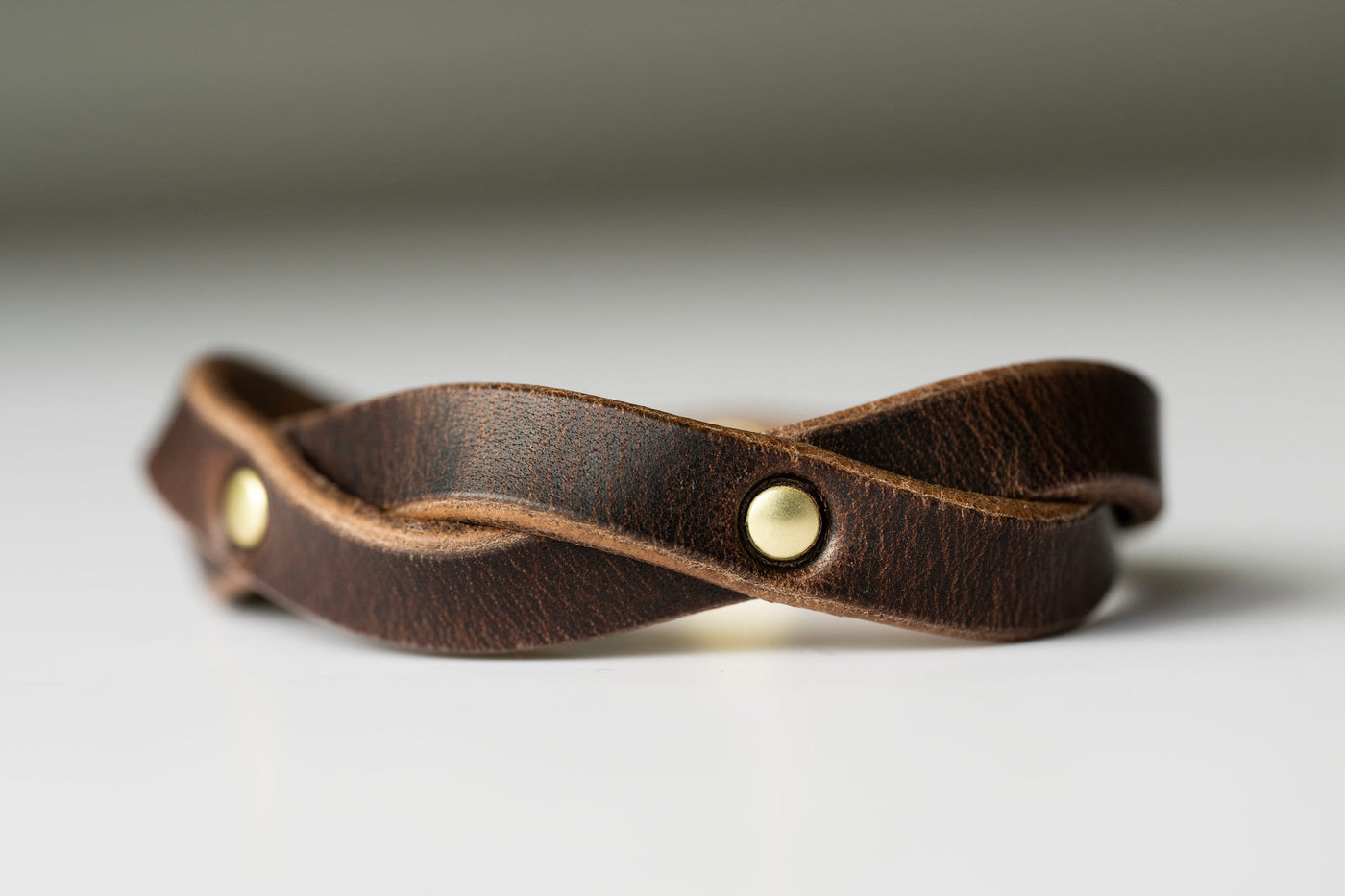 Personalized Leather Wrap Bracelet | The Twisted Rivet | Rustic Walnut + Antique Brass | Gift for Her | Handcrafted Leather Bracelet