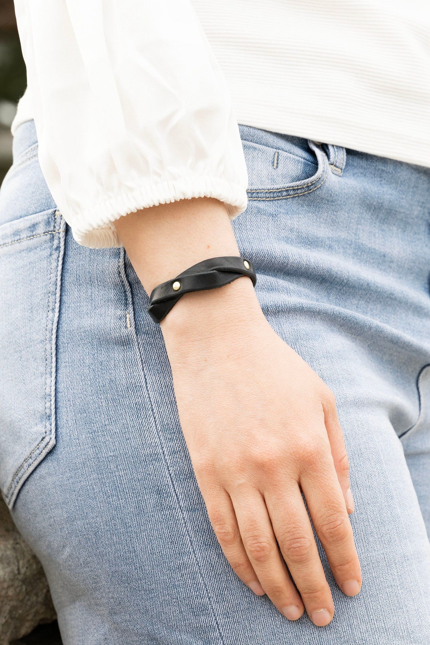 Leather Bracelet Cuff | The Twisted Rivet | Black + Brushed Nickel | Perfect Gift Personalize Color & Hardware | Handcrafted To Order