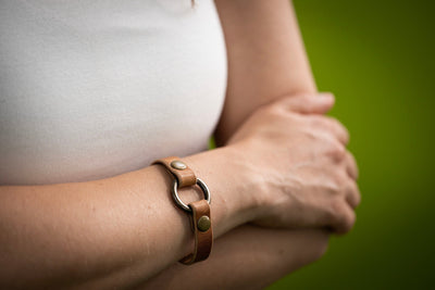 Leather Ring Bracelet - Wedding Ring Bracelet - Walnut + Antique Brass - Grief Memory Wedding Band Bracelet - Wear The Ring