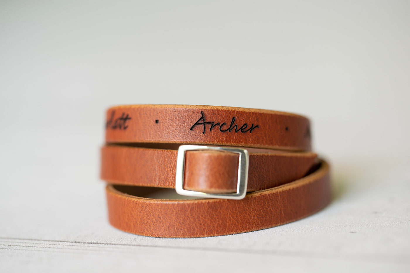 Leather Bracelet For Women | English Tan + Sterling Silver | Personalized Engraved Handmade Jewelry Boho Style | Mens Bracelet