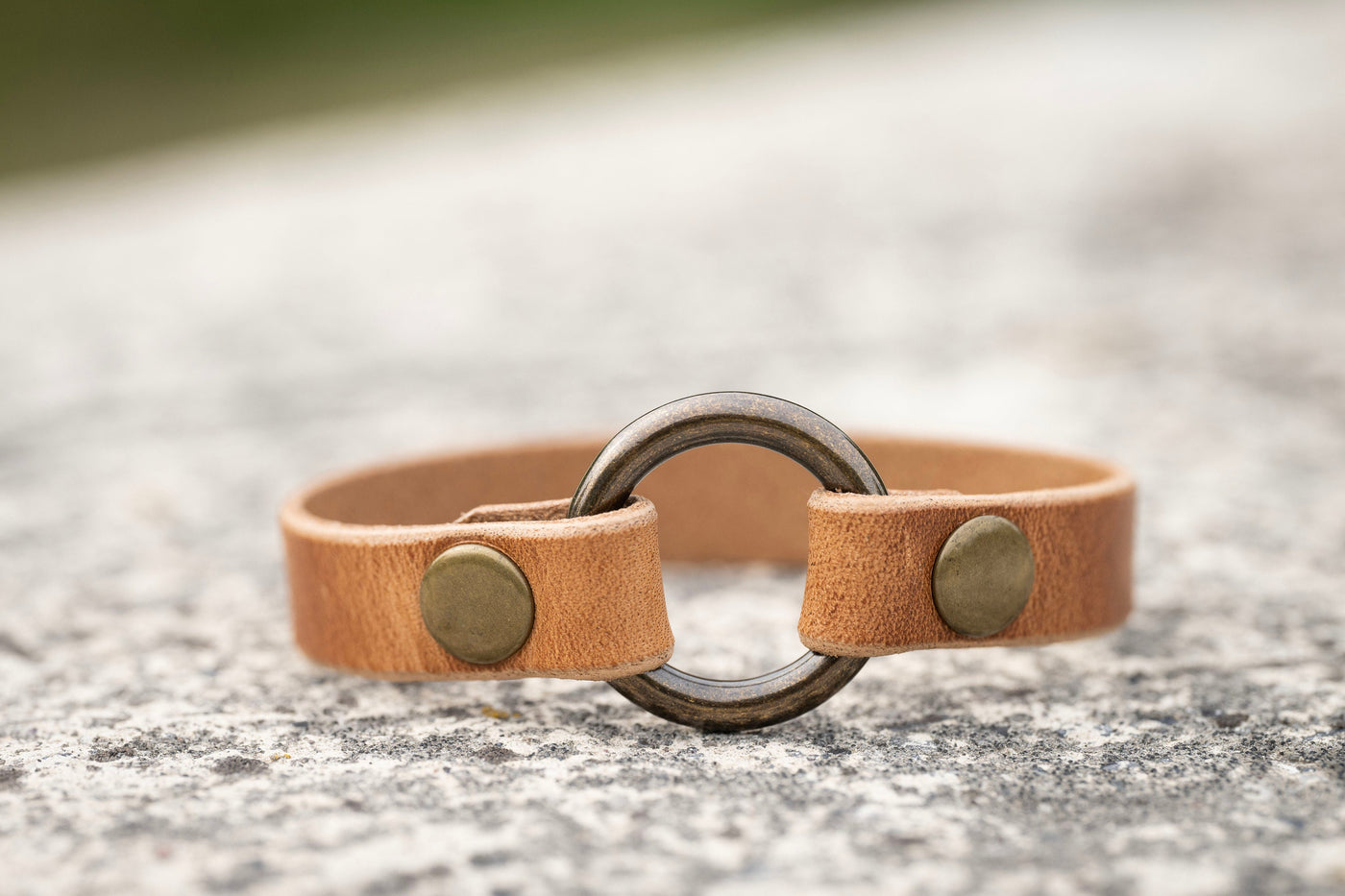 Leather Ring Bracelet - Wedding Ring Bracelet - Walnut + Antique Brass - Grief Memory Wedding Band Bracelet - Wear The Ring