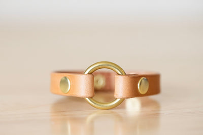 Leather Ring Bracelet - Wedding Band Bracelet - Natural + Brass - Grief Memory Husband Wedding Ring Bracelet - Wear The Ring - Adjustable