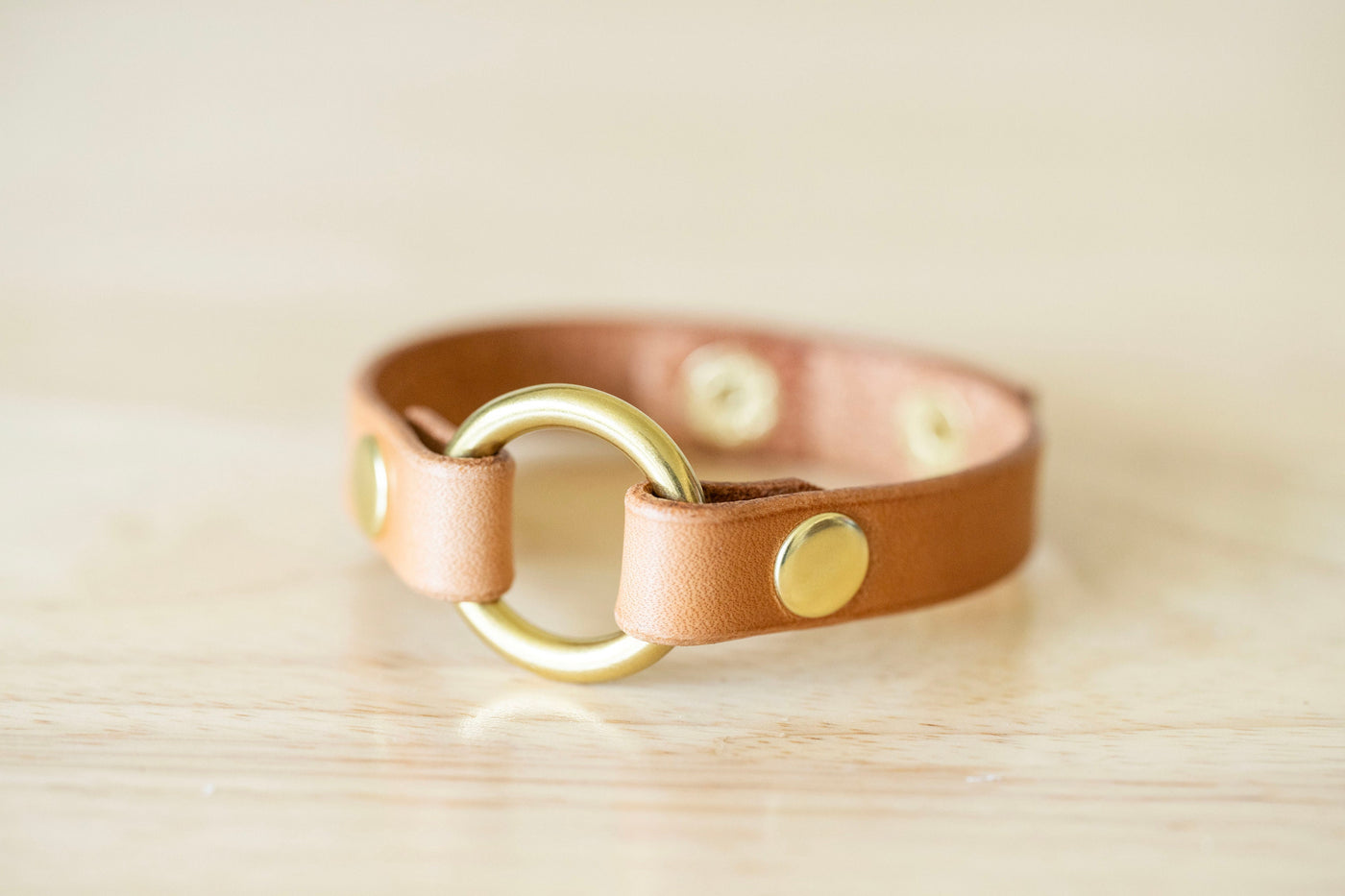 Leather Ring Bracelet - Wedding Band Bracelet - Natural + Brass - Grief Memory Husband Wedding Ring Bracelet - Wear The Ring - Adjustable