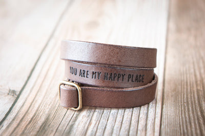 Boho Triple Wrap Bracelet - Horween USA Leather - Personalized Gift - Engrave Custom Quote - Handmade Jewelry