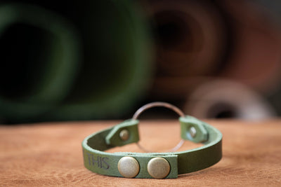 Leather + Brass Bracelet Cuff | Boho Circle Bracelet | English Tan + Brass | Customize Adjustable Handmade Jewelry