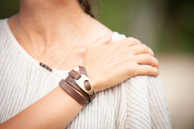 Brown Leather Wrap Bracelet, Handmade | Personalized | Boho Style