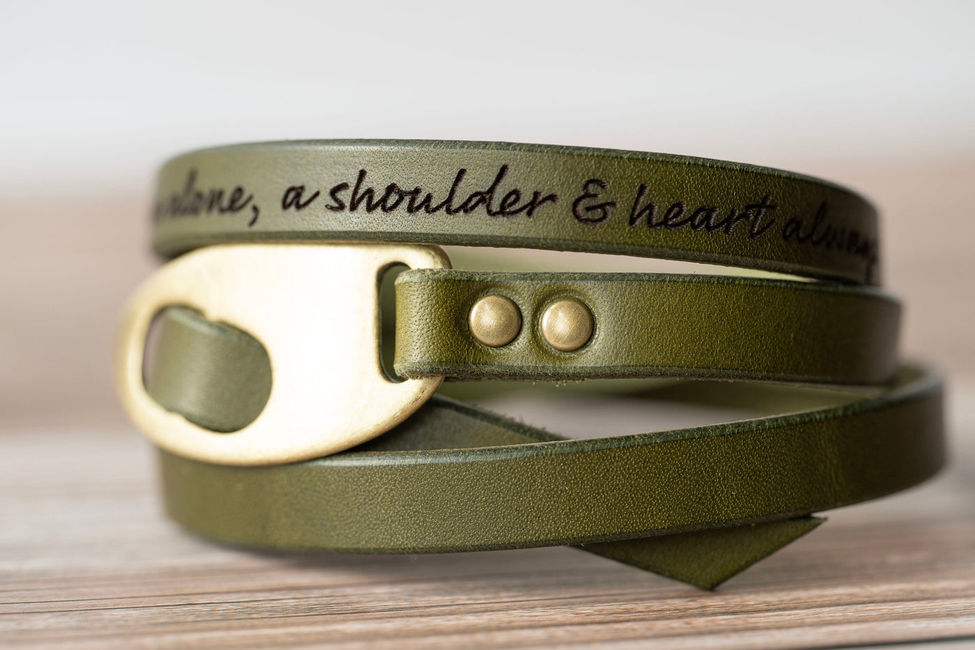 Personalized Navy Blue Leather Wrap Bracelet, Engrave Custom Words , Handmade