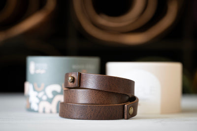 Leather Wrap Bracelet Handmade - Walnut Brown Leather + Brass