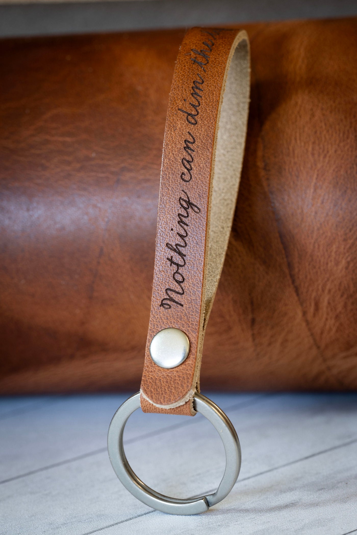 Leather Keychain Personalized Gift | Snap Keyring Custom Colors & Hardware | Engrave Words Quotes Affirmations | Perfect Gift Idea