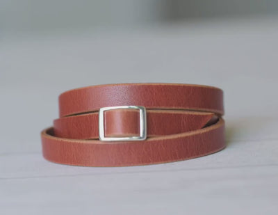 Leather Bracelet For Women | English Tan + Sterling Silver | Personalized Engraved Handmade Jewelry Boho Style | Mens Bracelet