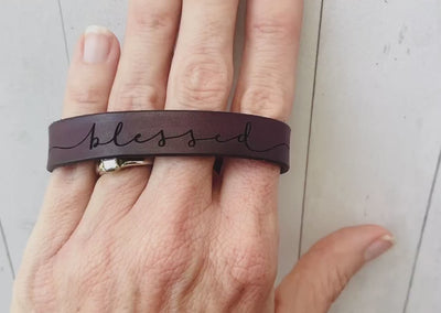 Personalized Gift - Leather Bracelet Handmade - Brown Leather Engraved