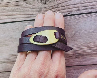 Brown Leather Wrap Bracelet, Handmade | Personalized | Boho Style