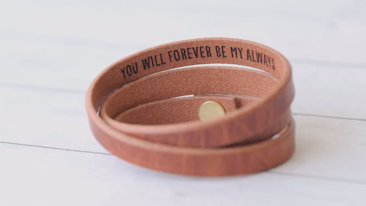 Leather Bracelet For Her - Secret Message - Hidden Words - Triple Wrap - Mens Bracelet